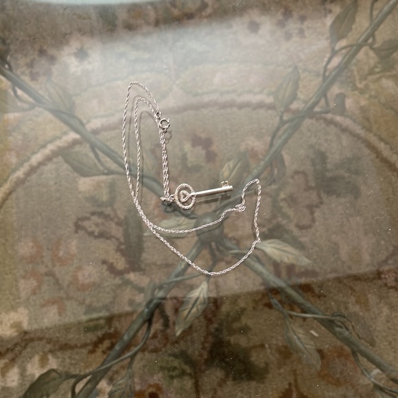 Sterling Diamond Key Pendant Necklace - Picture 8 of 8